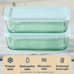 Pyrex® Simply Store® Tinted Glass 6-cup Rectangle Storage Container with Lid, Aqua