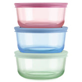 Pyrex® Simply Store® Tinted Glass 2-cup Round Storage Containers, 6-pc Set, Mixed Colors