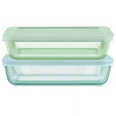 Pyrex® Simply Store® Tinted Glass 3-cup Rectangle Storage Containers, 4-pc Set, Mixed Colors