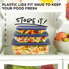 Pyrex® Simply Store® 6-piece Rectangular Glass Storage Set with Blue Lids