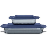 Pyrex® Colors Sculpted Tinted 4-piece Baking Set with Plastic Lids, Smoke