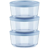 Pyrex® Simply Store® Tinted 6-piece Round Storage Value Pack with Blue Plastic Lids