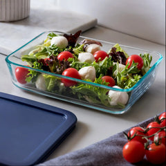 Pyrex® Simply Store® 3-cup Rectangular Glass Food Storage Container with Blue Lid