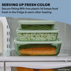 Pyrex® Simply Store® Tinted 11-cup Rectangle Storage with Green Plastic Lid