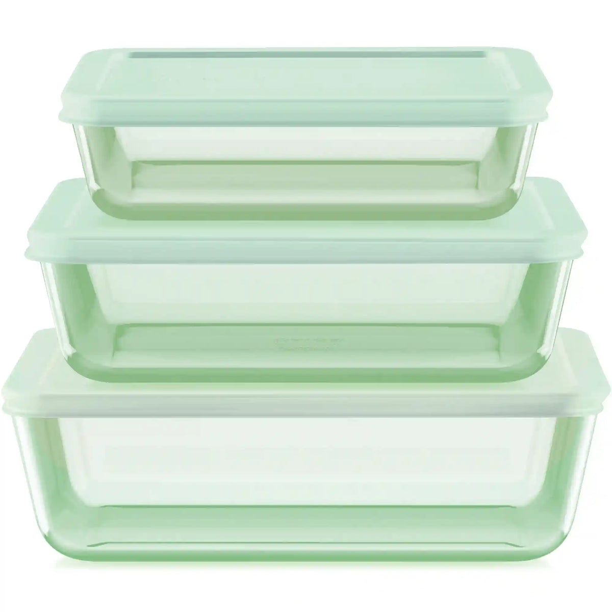 Pyrex® Simply Store® Tinted 6-piece Rectangle Storage Set with Plastic Lids, Green