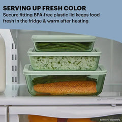 Pyrex® Simply Store® Tinted 4-piece Rectangle Storage Set with Green Plastic Lids