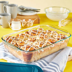 Pyrex® Deep 9 x 13" Rectangular Glass Baking Dish with Blue Lid